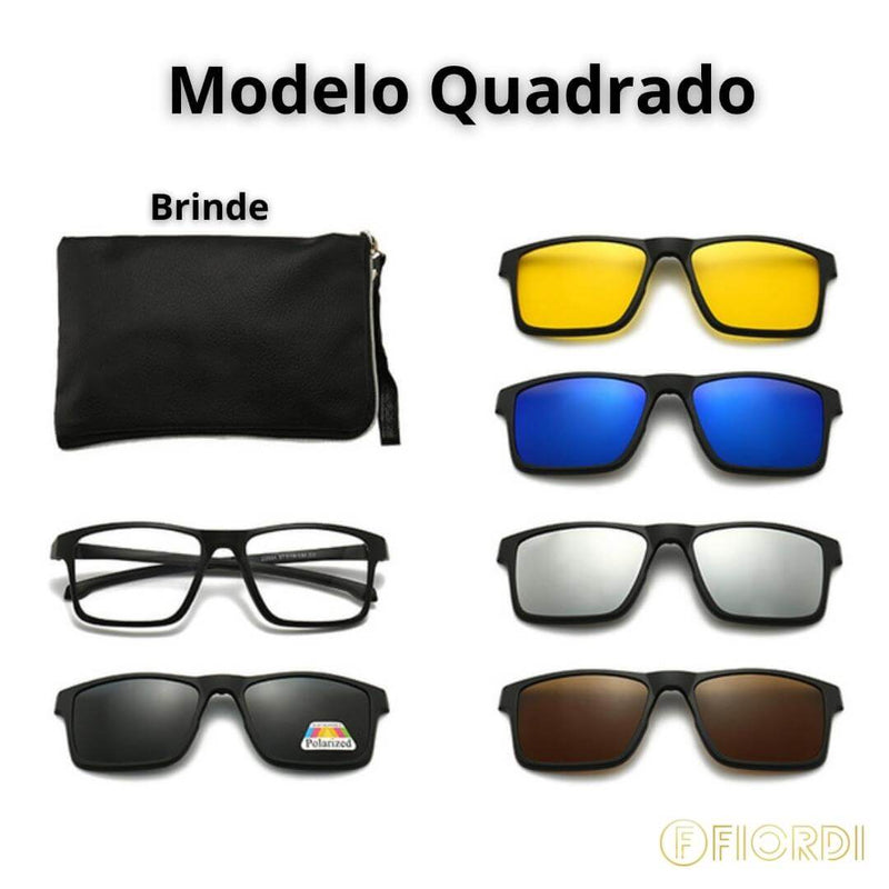 Óculos de Sol Multilente - 6 em 1 + Brinde Exclusivo